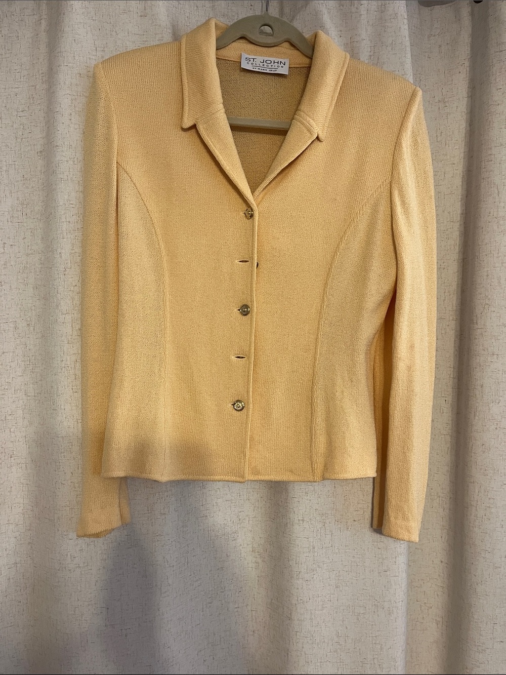 St. John Collection by Marie Gray Pale Yellow Knit Blazer size